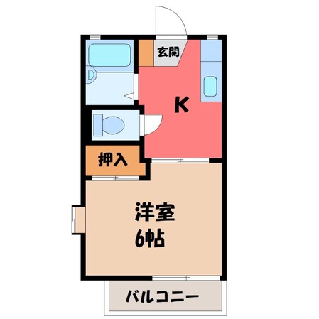 宇都宮大学陽東キャンパス駅 徒歩15分 1階の物件間取画像